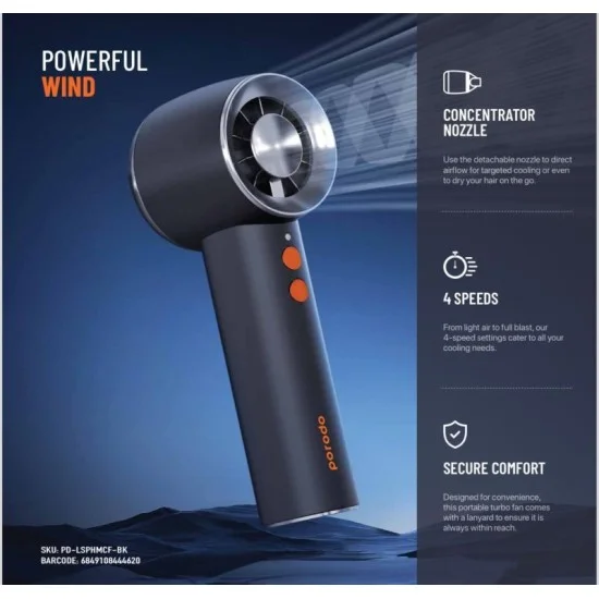 Porodo Lifestyle Handheld Turbo Fan For Outdoors